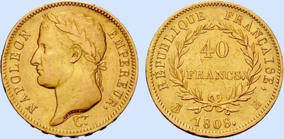 40 Francs NAPOLEON Tte laure Rpublique Franaise